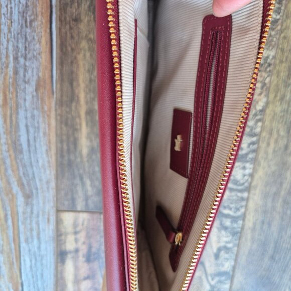 NWT Radley London Broad Street Studded Red Berry Leather Clutch Bag Zip/Snap - Picture 9 of 12
